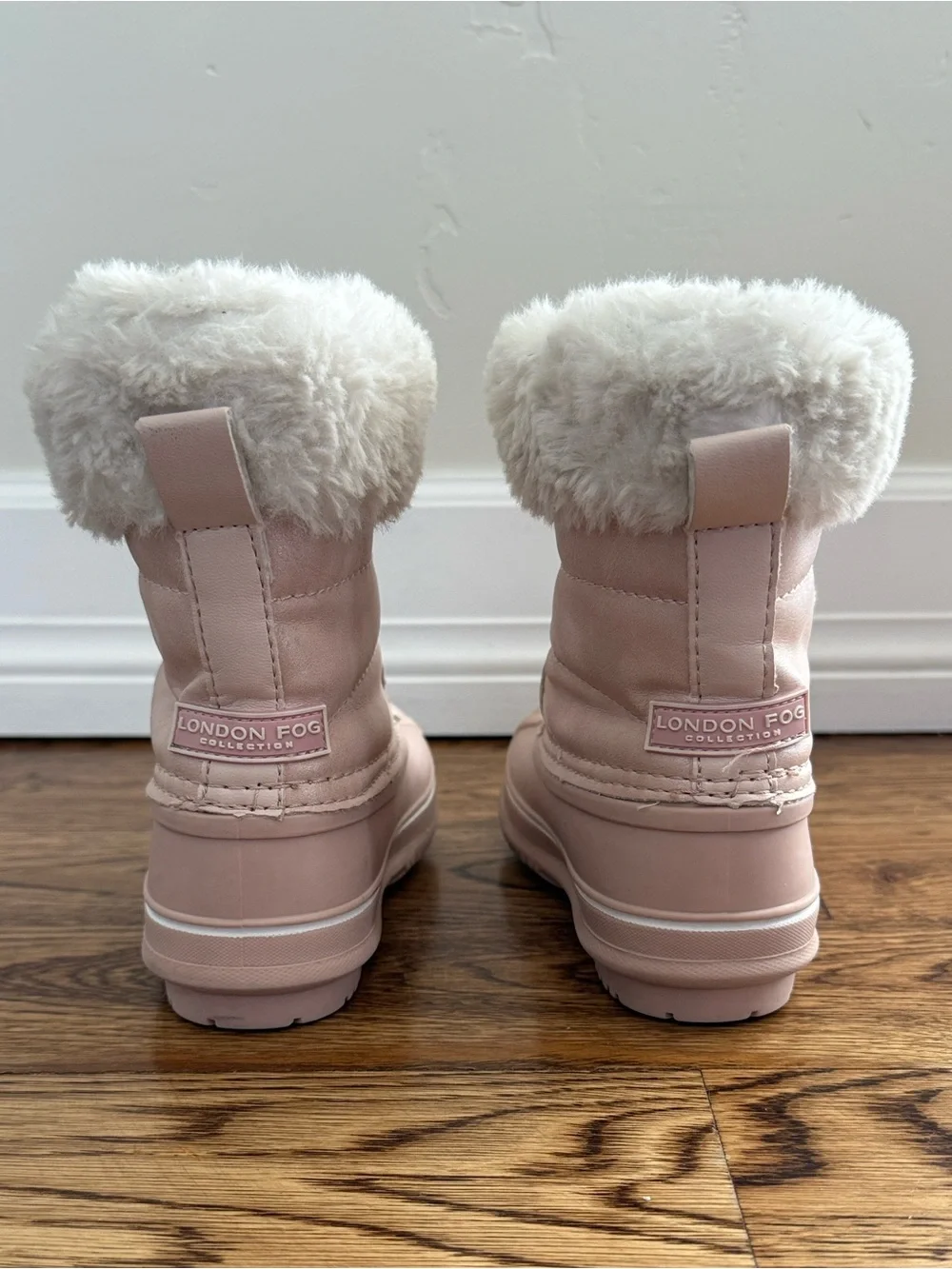 Pink Faux Fur Snow Boots Waterproof London Fog Girls Winter Weather Toddler Sz 9
